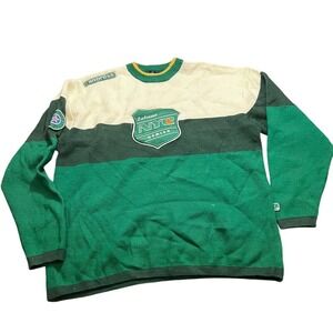 Big Land Extreme NYC Series Sweater Mens 2XL Green White Colorblock Vintage 90s